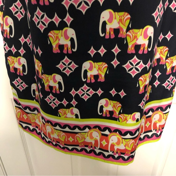 Crown & Ivy Elephant Shift Dress Blue Ruffle Collared Sleeveless V-neckline 6P - Picture 5 of 10